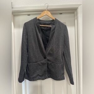 Banana Republic Factory Black White Herringbone Knit Blazer